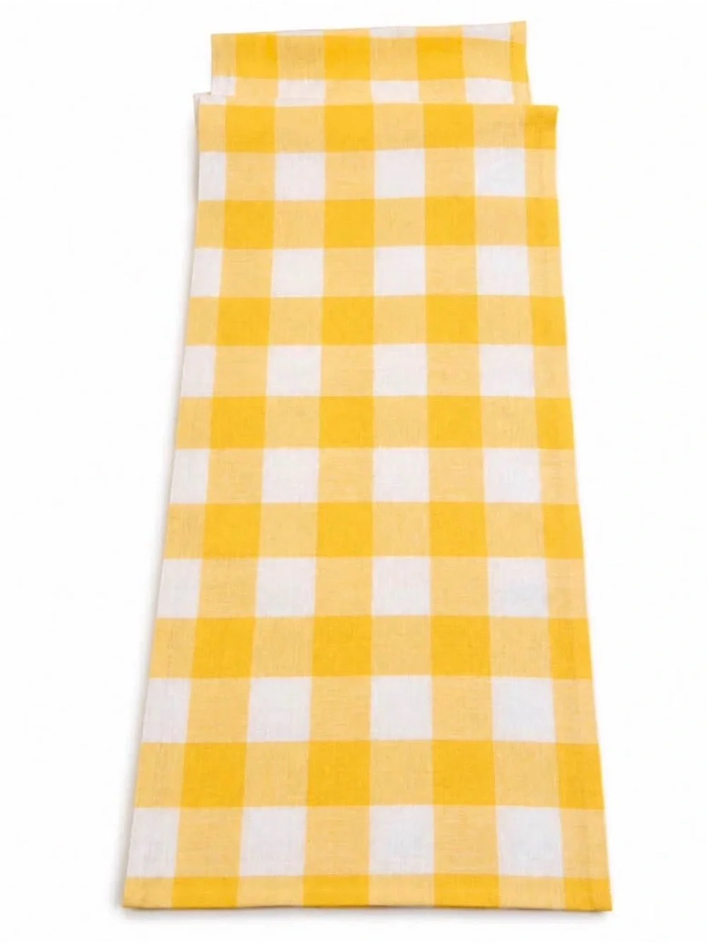 Source Unknown Yellow and White Gingham Table Runner